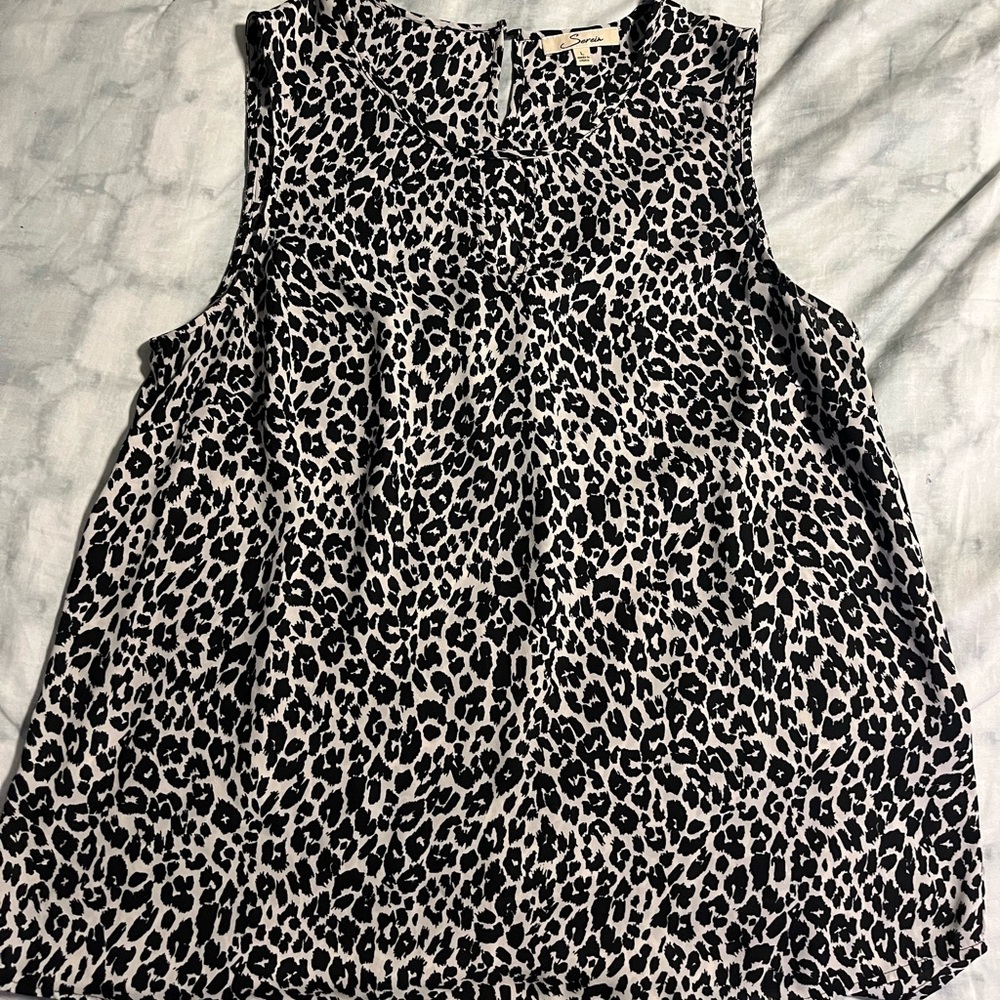Leopard Print Serein Tank Top Blouse, Size L